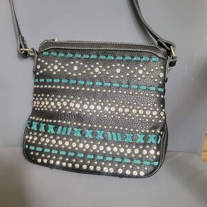 Montana West Black and Teal Crossbody Bag